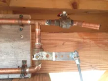 close up of valve and drain